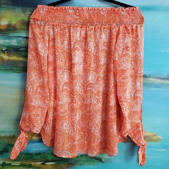 Michael Kors Paisley-Print Off-The-Shoulder Top - Picture 6 of 15